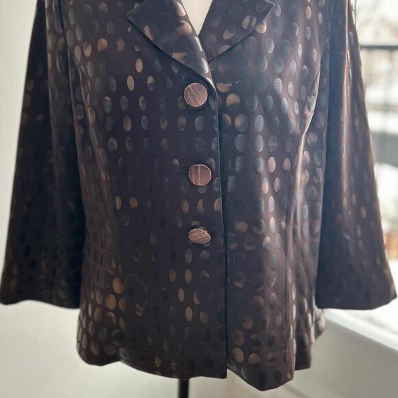 Nueva Cocoa Multi Tone Iridescent Dot Pattern Jacket w/ Statement Buttons - US L - Picture 4 of 11